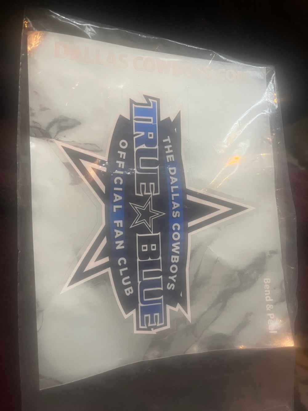 NFL Dallas Cowboys True Blue Fan Club Decal - White, Blue, Black